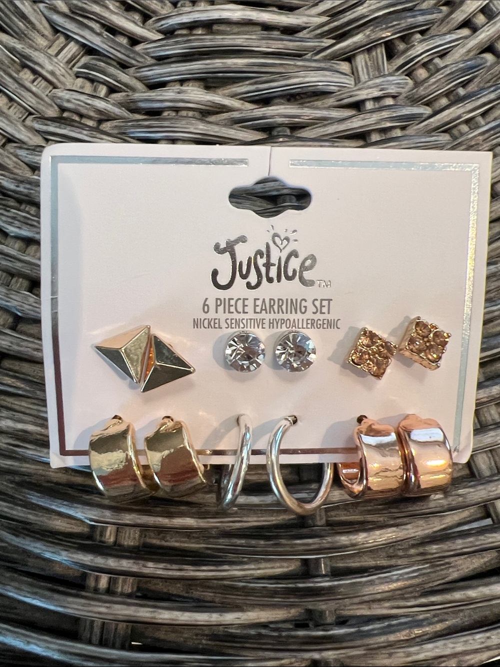 Justice Mixed Metal 6-Piece Earring Set - Gold, Silver, Rose Gold